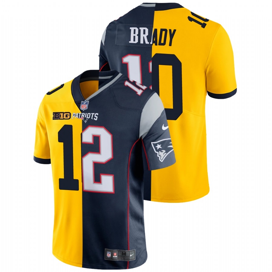 Tom Brady Michigan Wolverines Men's NCAA #10 Maize Navy Game Split Limited Edition College Stitched Football Jersey WNT6254XO